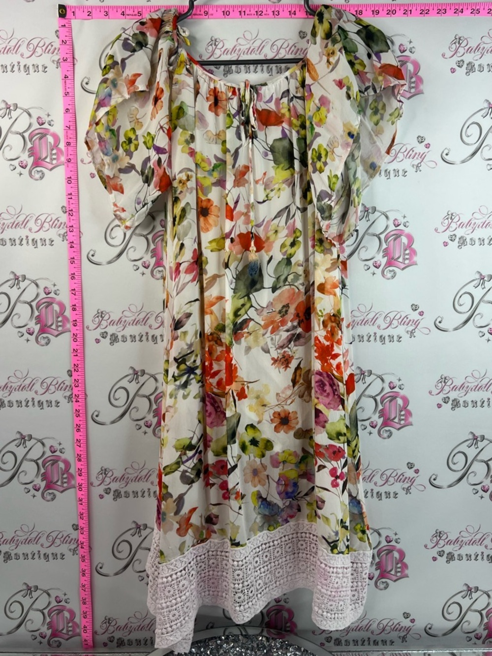 Rosemarine dress Italy flowers flowy Floral Chiffon Dress in Pastel Watercolors